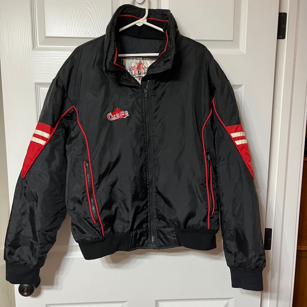 Vintage CHOKO Black Red Maple‎ Leaf Jacket Size Large